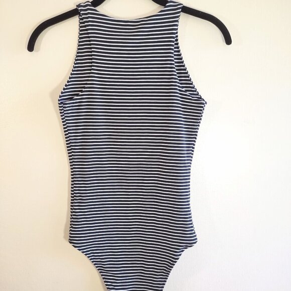 Everlane Sleeveless Tank Top Bodysuit Black White Stripe Soft Stretch Size XS - Picture 5 of 8
